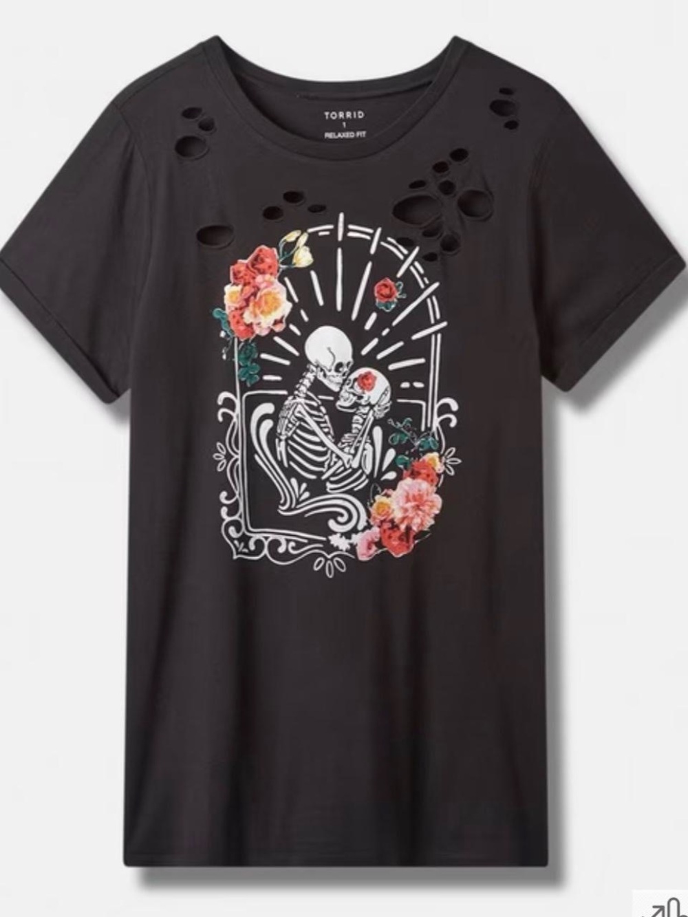 Torrid Skeleton Floral Distressed Graphic Tee 2